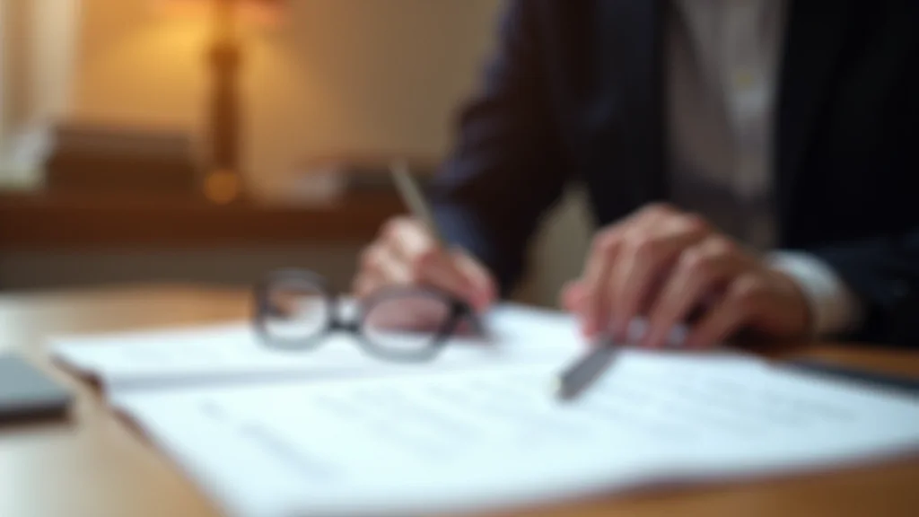 Escritorio con documentación legal ordenada y material de escritura