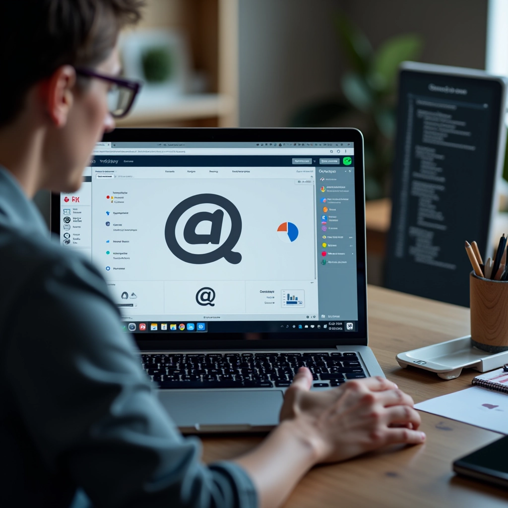 Símbolo de marca registada e logótipos em computador portátil, design gráfico profissional